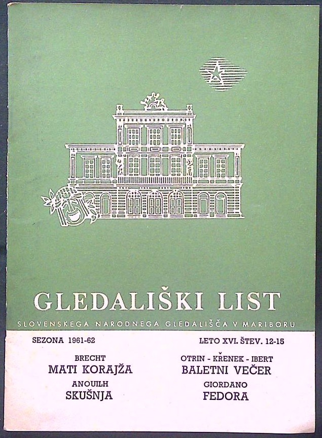 Gledališki list (SNG v Mariboru), sezona 1961-62, leto XVI. št. 11-15