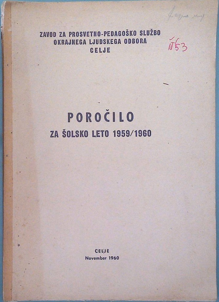 Poročilo za šolsko leto 1959/1960
