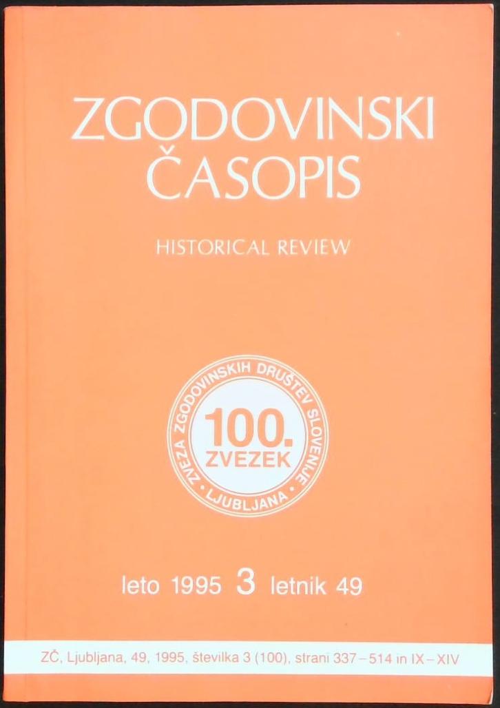 Zgodovinski časopis - letnik 49, leto 1995, številka 3 (100)