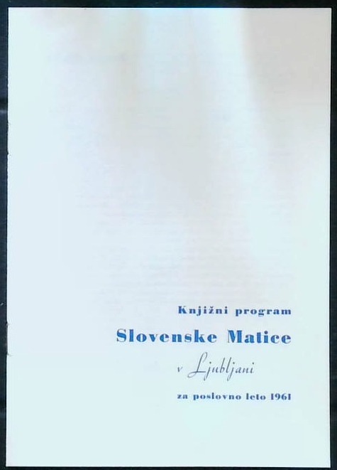 Knjižni program Slovenske Matice v Ljubljani