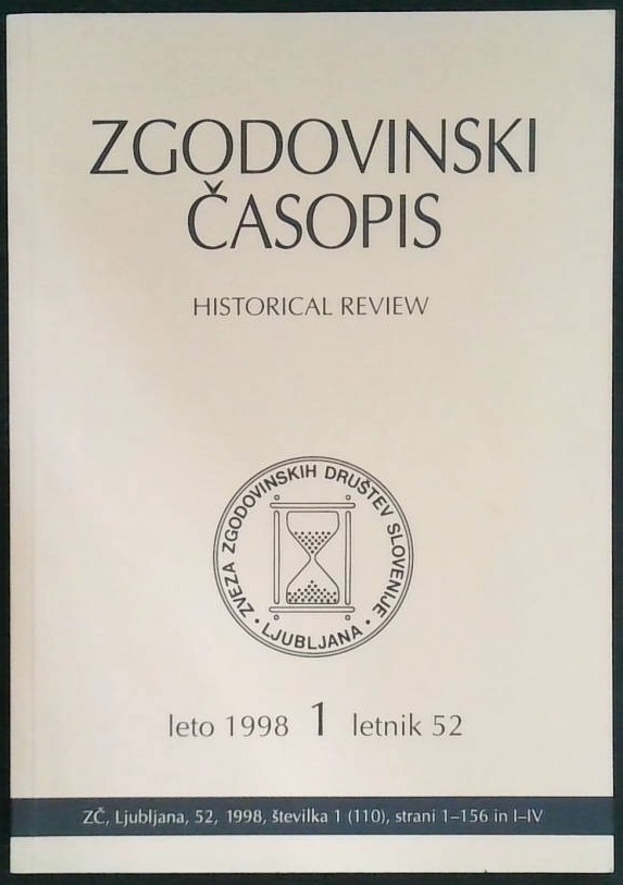 Zgodovinski časopis 1 (110), leto 1998, letnik 52