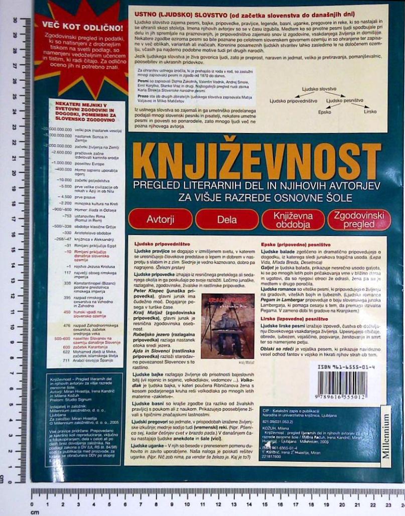 Književnost : Pregled literarnih del in njihovih avtorjev za višje razrede osnovne šole